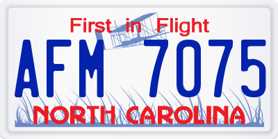 NC license plate AFM7075