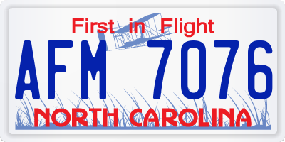 NC license plate AFM7076