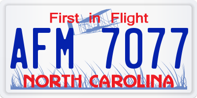 NC license plate AFM7077
