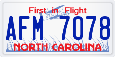 NC license plate AFM7078