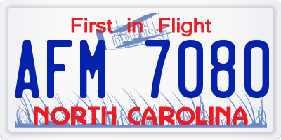 NC license plate AFM7080