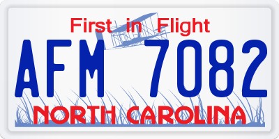 NC license plate AFM7082