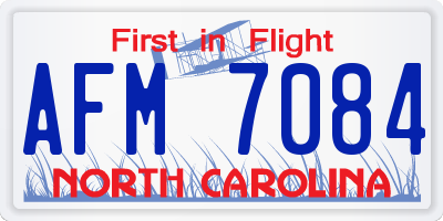 NC license plate AFM7084