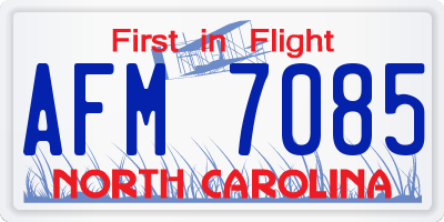 NC license plate AFM7085