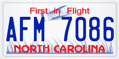 NC license plate AFM7086