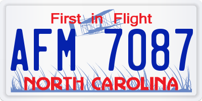 NC license plate AFM7087