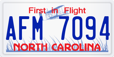 NC license plate AFM7094