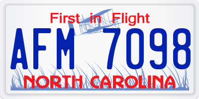 NC license plate AFM7098