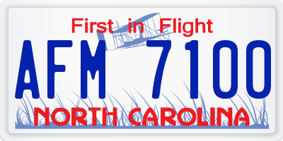 NC license plate AFM7100