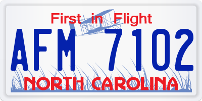 NC license plate AFM7102