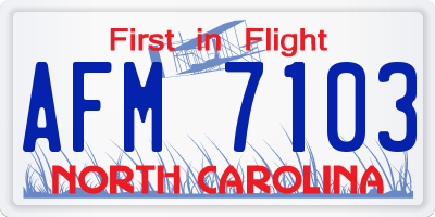 NC license plate AFM7103