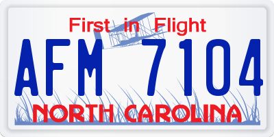 NC license plate AFM7104
