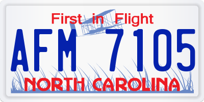 NC license plate AFM7105