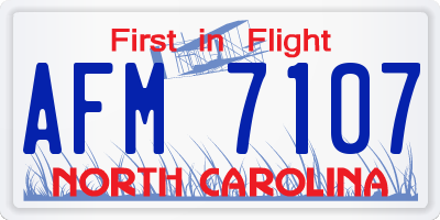 NC license plate AFM7107