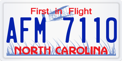 NC license plate AFM7110