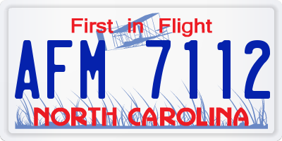 NC license plate AFM7112
