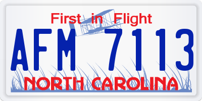 NC license plate AFM7113