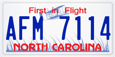 NC license plate AFM7114