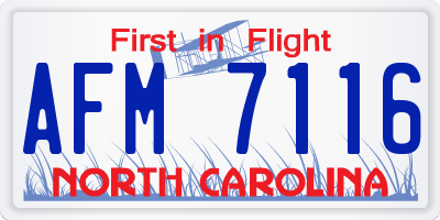 NC license plate AFM7116