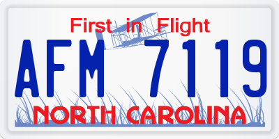NC license plate AFM7119