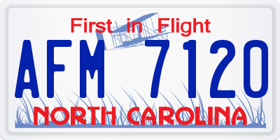 NC license plate AFM7120