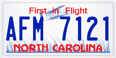 NC license plate AFM7121