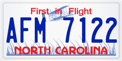 NC license plate AFM7122