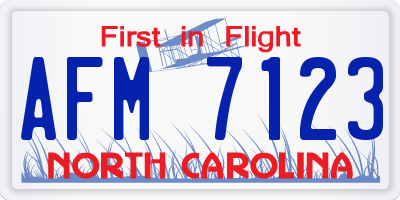 NC license plate AFM7123