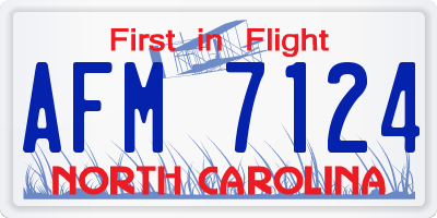 NC license plate AFM7124