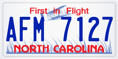 NC license plate AFM7127