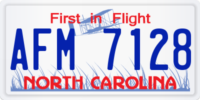 NC license plate AFM7128