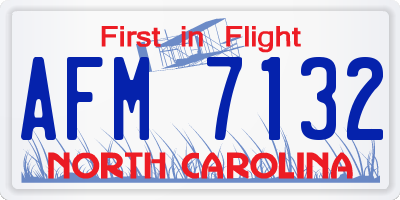 NC license plate AFM7132