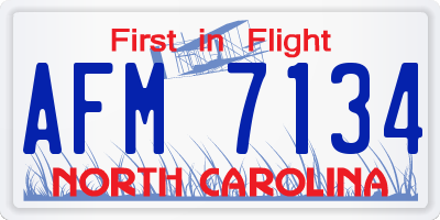 NC license plate AFM7134