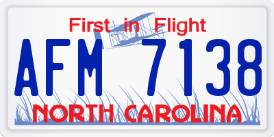 NC license plate AFM7138