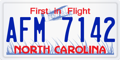 NC license plate AFM7142
