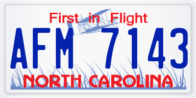 NC license plate AFM7143