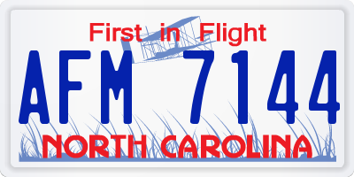 NC license plate AFM7144