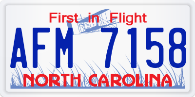 NC license plate AFM7158