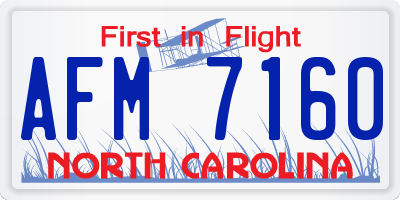 NC license plate AFM7160