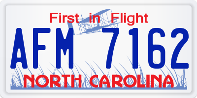 NC license plate AFM7162
