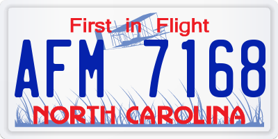NC license plate AFM7168