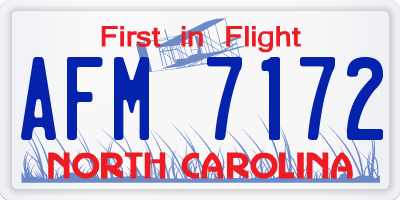 NC license plate AFM7172
