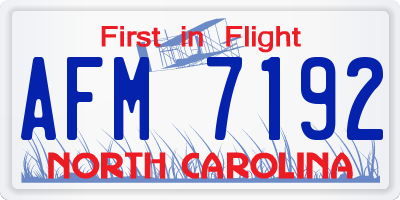 NC license plate AFM7192