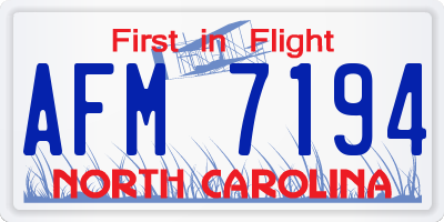 NC license plate AFM7194