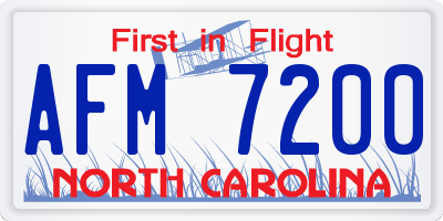 NC license plate AFM7200