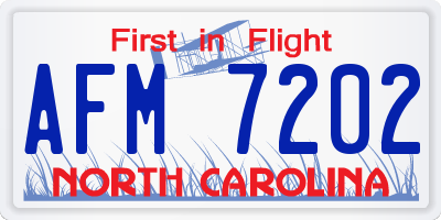 NC license plate AFM7202