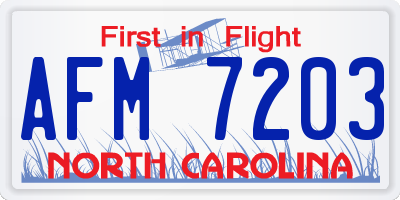 NC license plate AFM7203