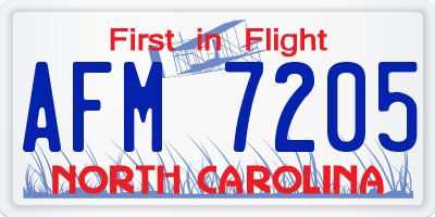 NC license plate AFM7205
