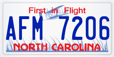NC license plate AFM7206