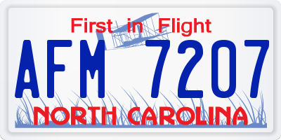 NC license plate AFM7207